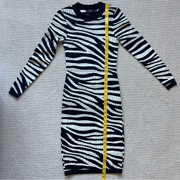 Karen Millen Zebra Print Knit Sweater Midi Dress Pointelle Bodycon Women’s XS - Picture 7 of 11